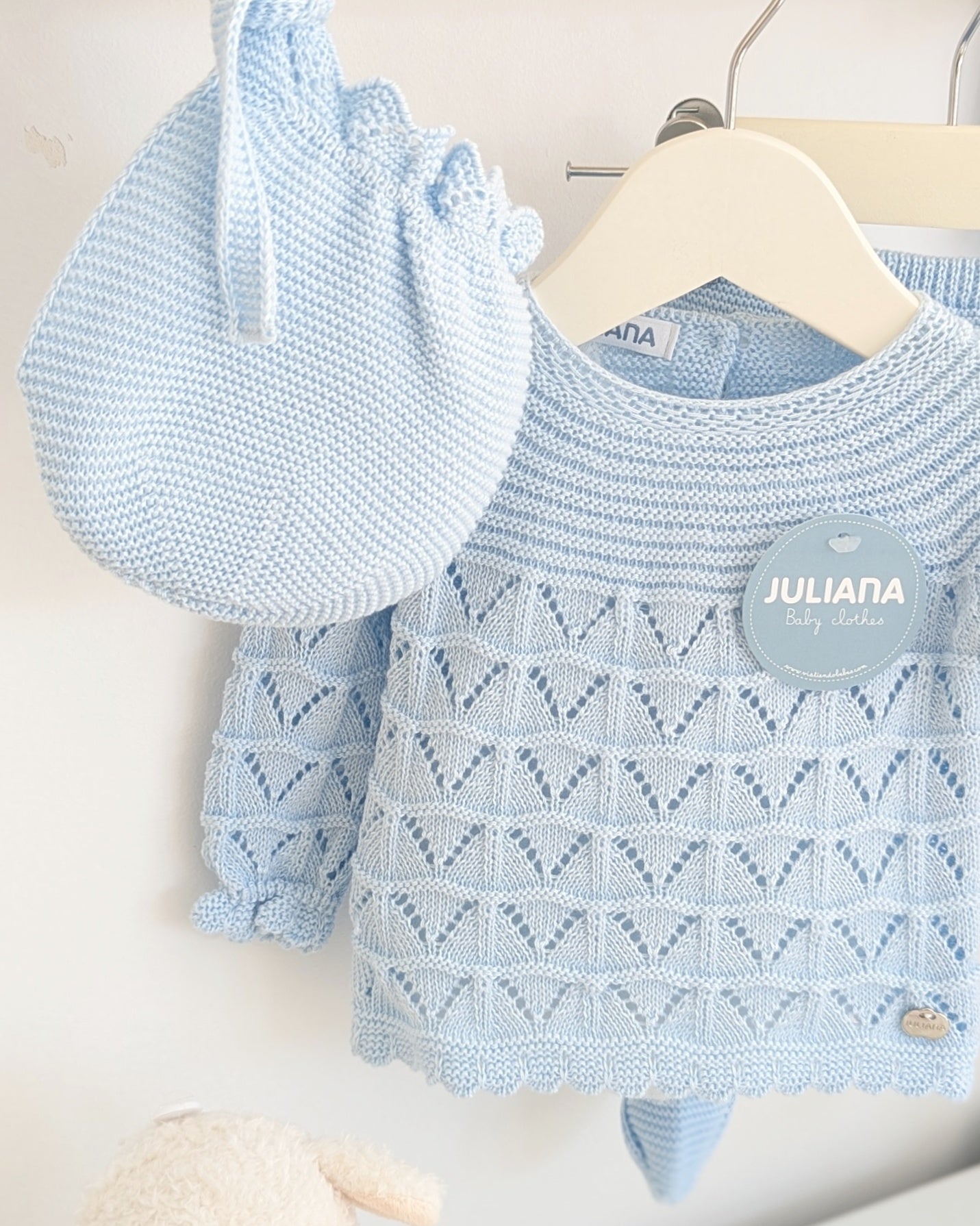 Conjunto Polaina Uves Canesú Celeste - Juliana