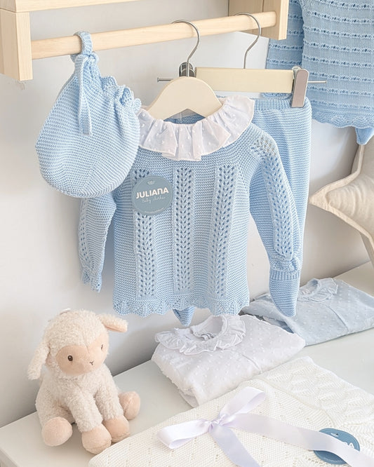 Conjunto Polaina Tiras Caladas Celeste - Juliana