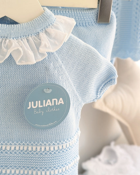 Conjunto Braga Punto Lines Celeste - Colección Gallego de Juliana