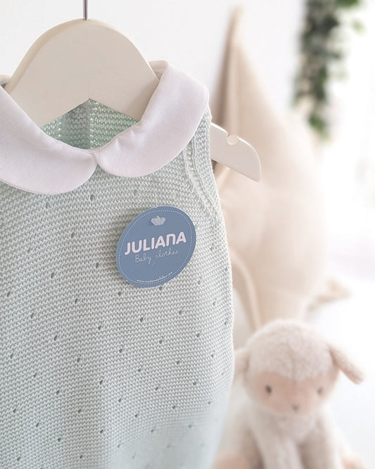 Pelele Punto Cuello Bebé Verde Mar - Juliana