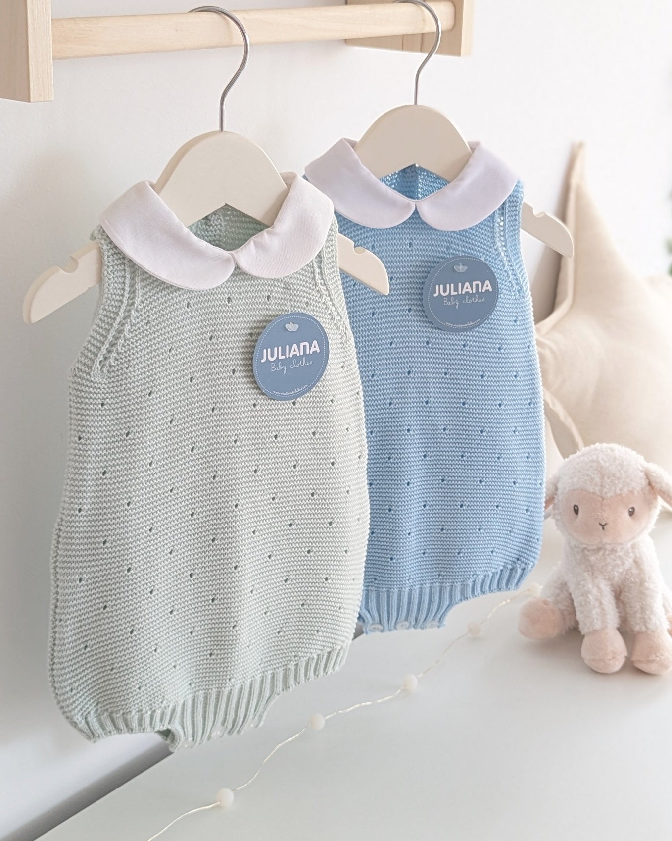 Pelele Punto Cuello Bebé Azul - Juliana