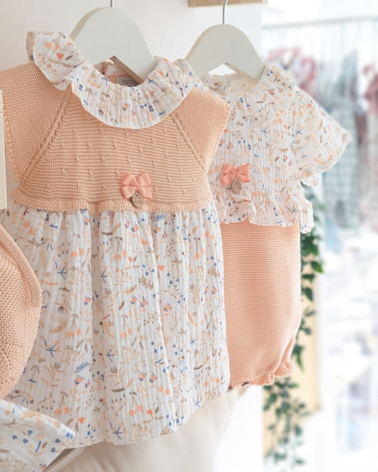 Vestido Florecitas Melocoton Familia Honey Peach - Pangasa Baby