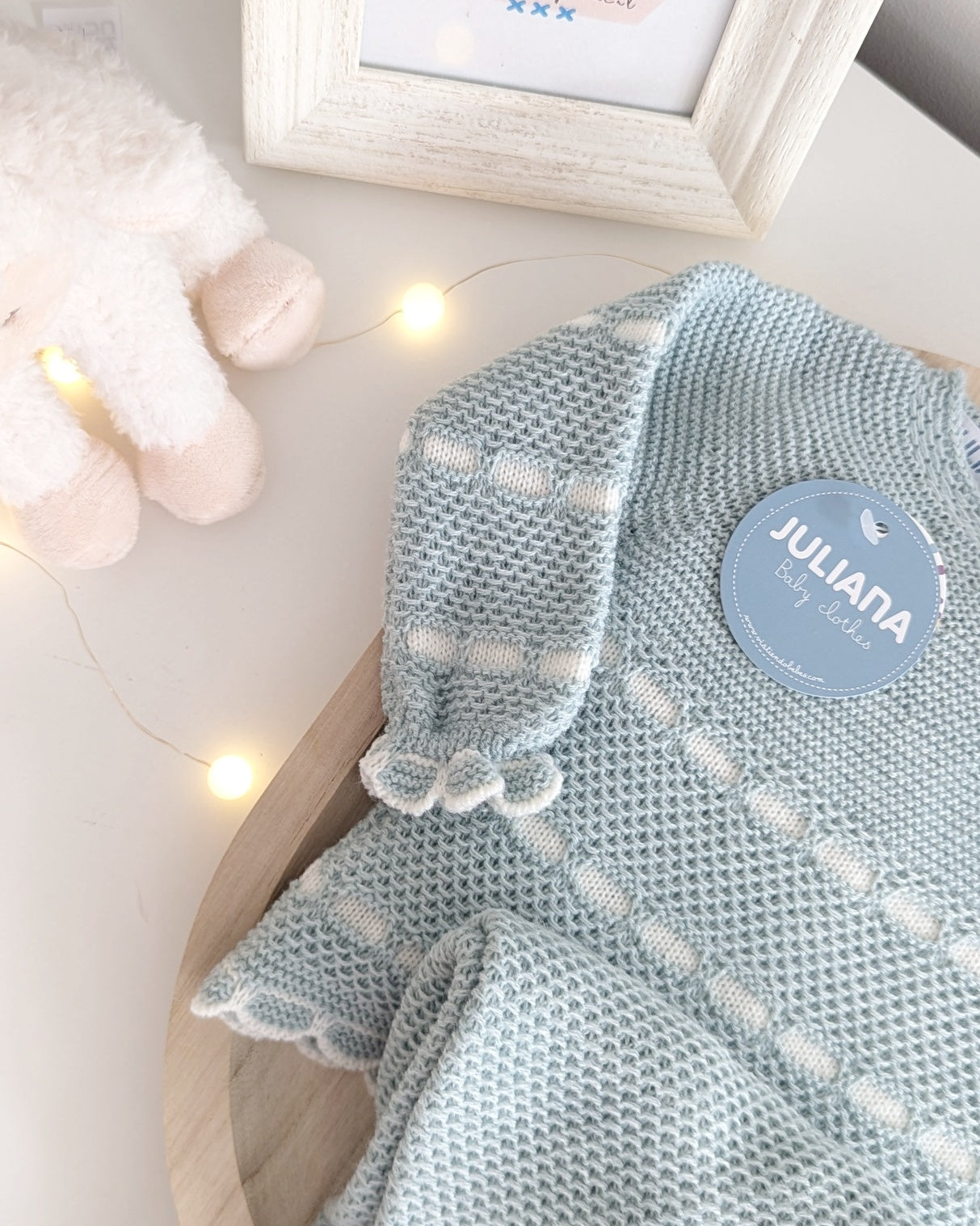 Conjunto Polaina Recogidas Verde Menta y Crudo - Colección Piano de Juliana