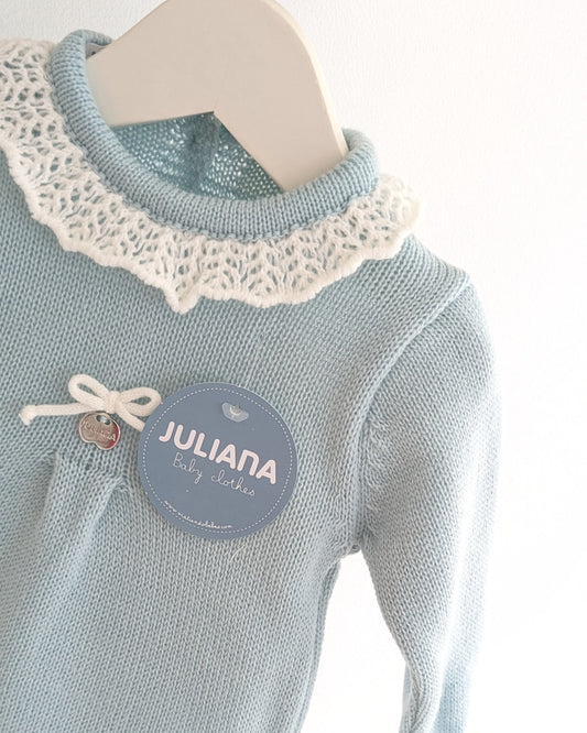 Pelele Punto Volante Calado Verdeagua - Colección Silencio de Juliana