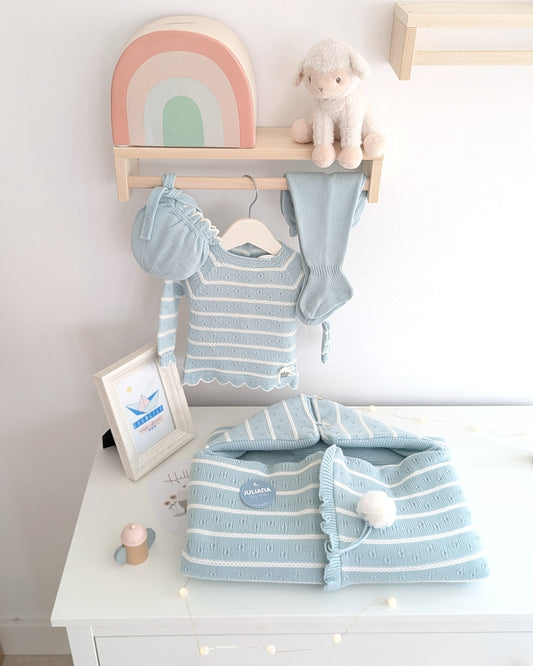 Saco Capucha Rayada Verdeagua - Juliana