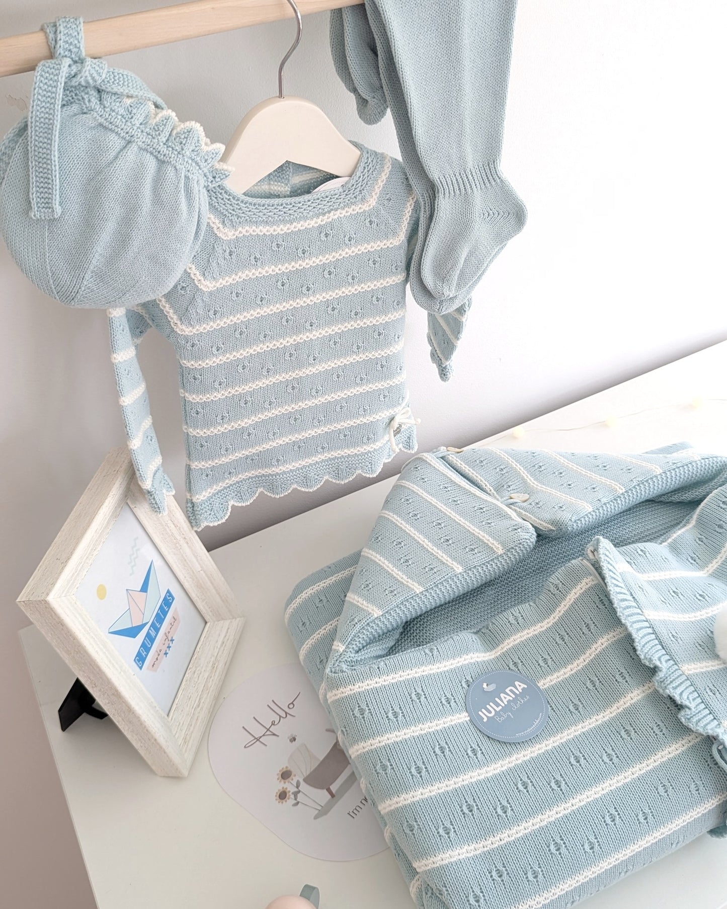 Saco Capucha Rayada Verdeagua - Juliana