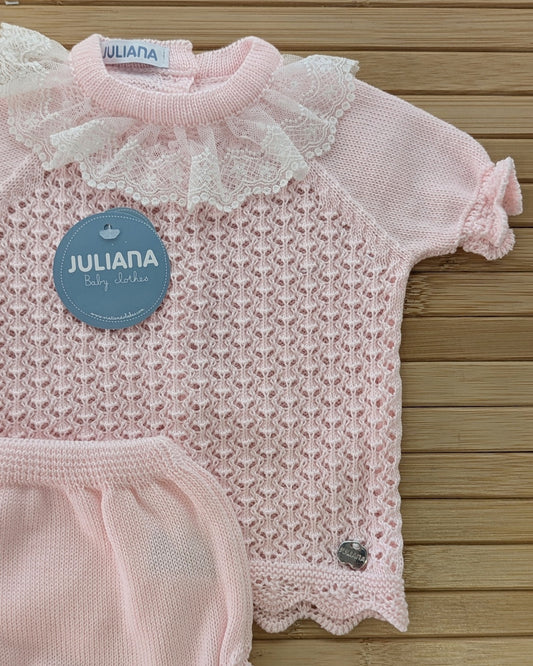 Conjunto Braga Punto Calado Rosa - Juliana