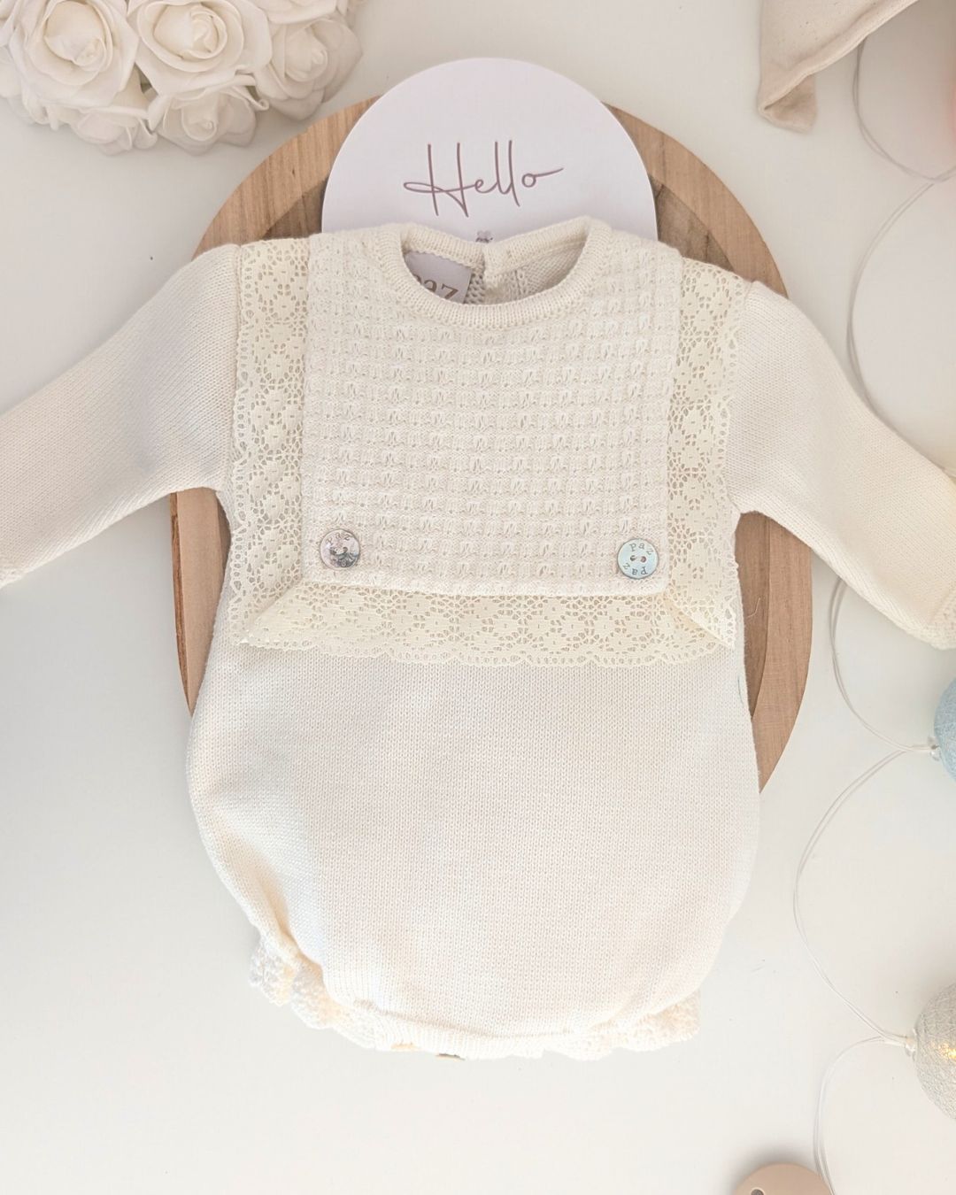 Pelele Bebe Puntilla Pascua Crudo 005-123111 - Paz Rodriguez