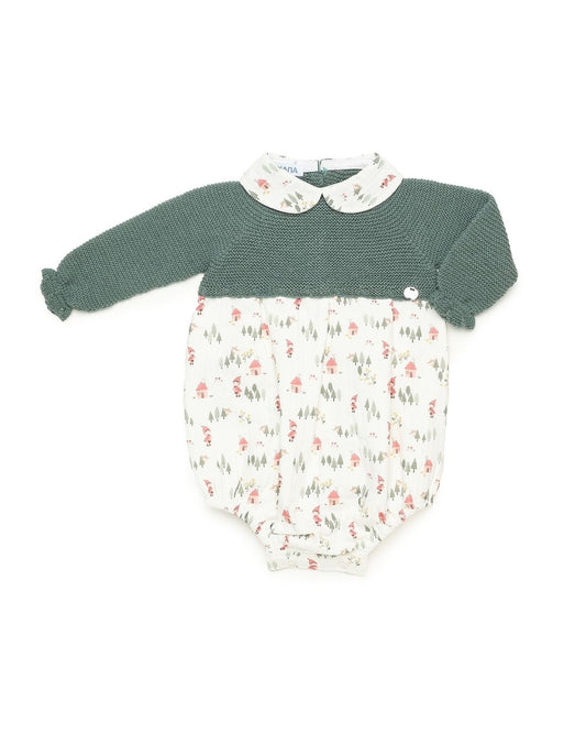 Pelele Casitas Verde Eucalipto - Colección Refugio Juliana