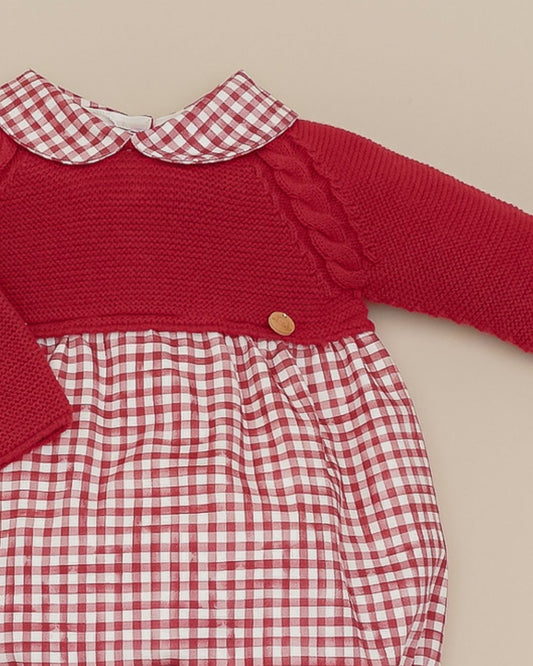 Pelele Cuadros Granate 💖 Rouge Couture - Pangasa Baby