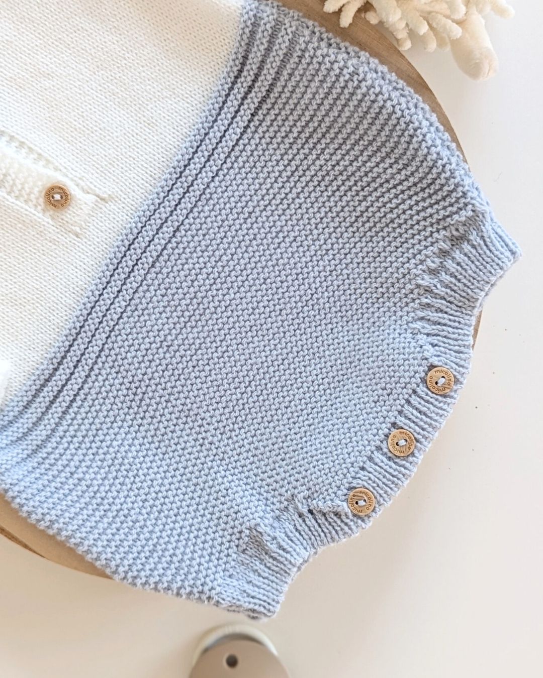 Pelele Punto Con Capota Bicolor Celeste Cielo - Micolino