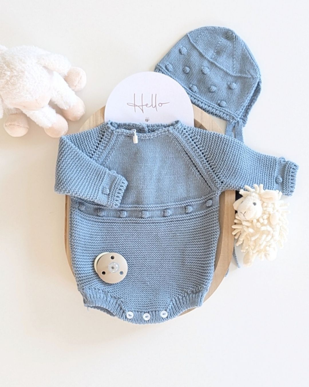 Pelele Punto Con Capota Turquesa Micolino – Tienda Grumetes Moda