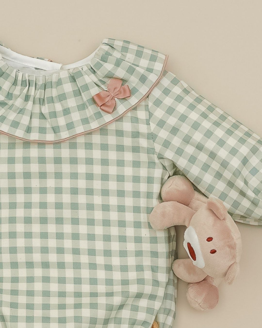 Pelele Tela Cuadros VP Verde Mint - Pangasa Baby