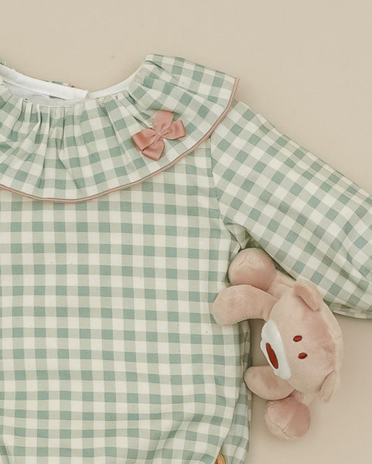 Pelele Tela Cuadros VP Verde Mint - Pangasa Baby