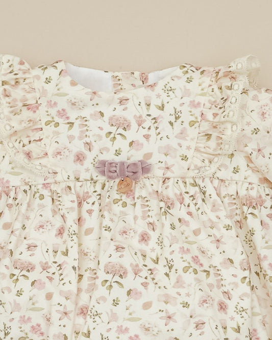 Pelele Rosa Vintage Flores 🌸 Velvet Pink - Pangasa Baby