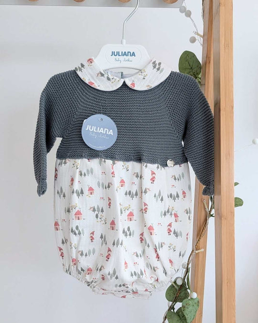 Pelele Casitas Verde Eucalipto - Colección Refugio Juliana