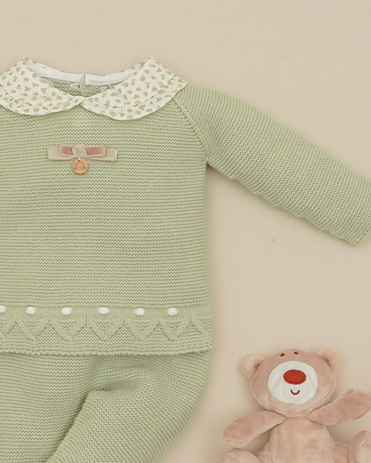 Primera Puesta Cuello Bebé Verde Hoja Flores 🍃 Baby Leaves - Pangasa Baby