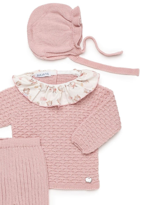 Primera Puesta Cuello Volante Muñecas Rosa Empolvado - Colección Larina Juliana