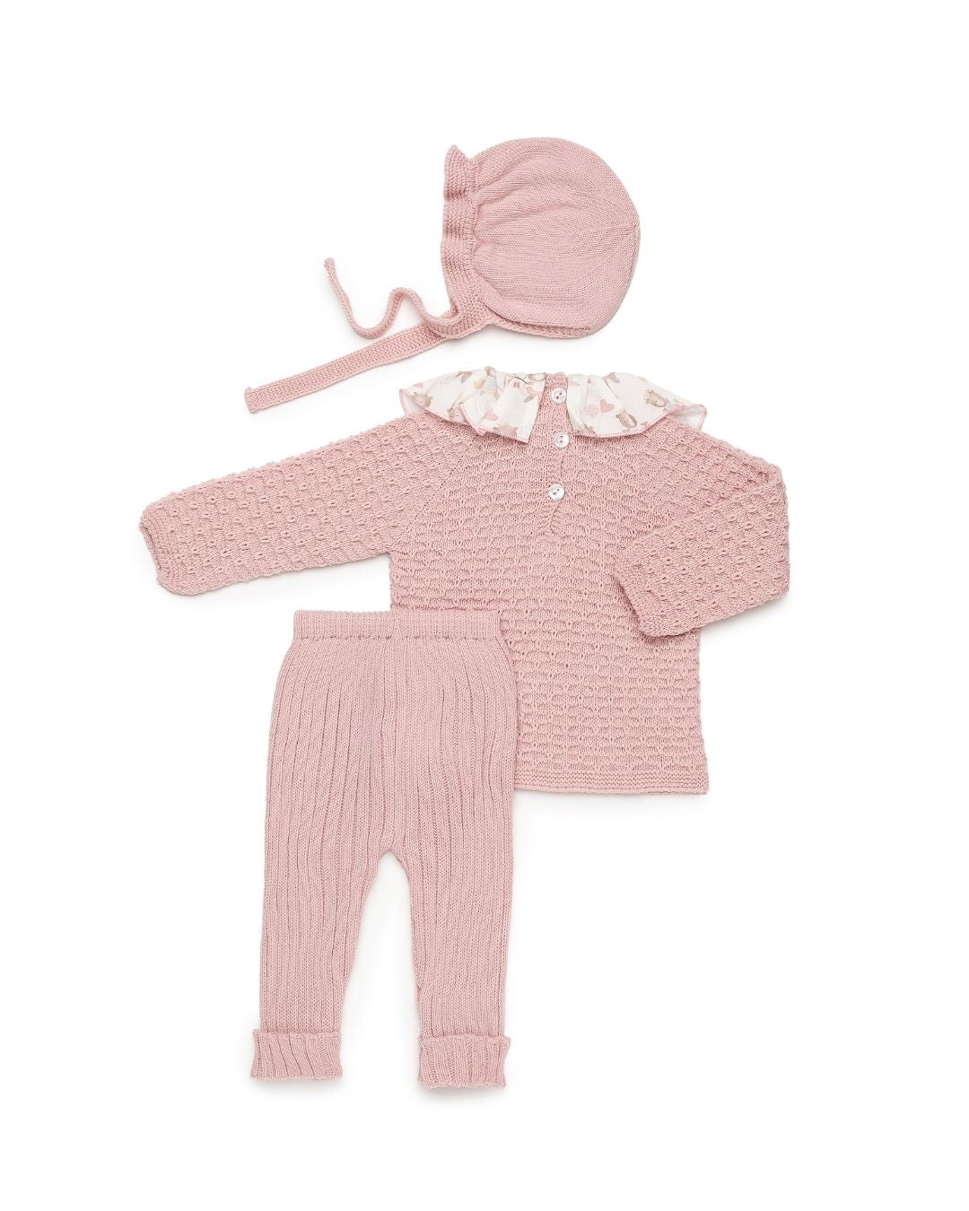 Primera Puesta Cuello Volante Muñecas Rosa Empolvado - Colección Larina Juliana
