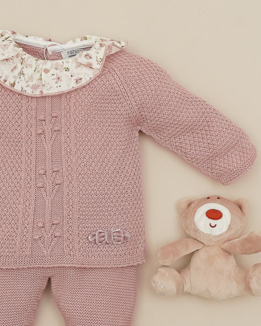 Primera Puesta Rosa Vintage Flores 🌸 Velvet Pink - Pangasa Baby