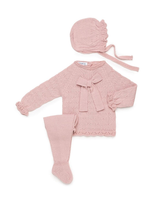 Primera Puesta Uves Lazo Rosa Empolvado - Colección Larina Juliana
