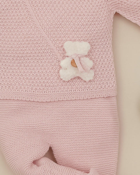 Primera puesta Cuello Volante Teddy Rosa Empolvado 🧸 Ositos Tiny Bear - Pangasa Baby