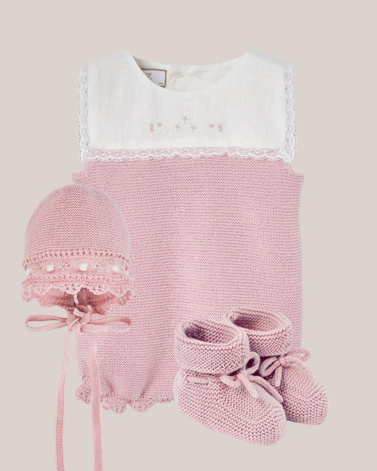 Ranita Bebé + Capota + patucos ALEGRA Niña Rosa Tiza - Paz Rodriguez