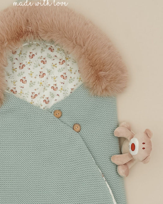 Saco Ardilla Pelo Natural Verde Mint 🐿Soft & Wild - Pangasa Baby