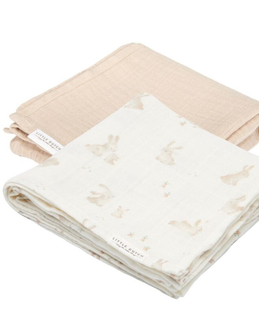 Set 2 Muselinas 70x70 Baby Bunny - Little Dutch