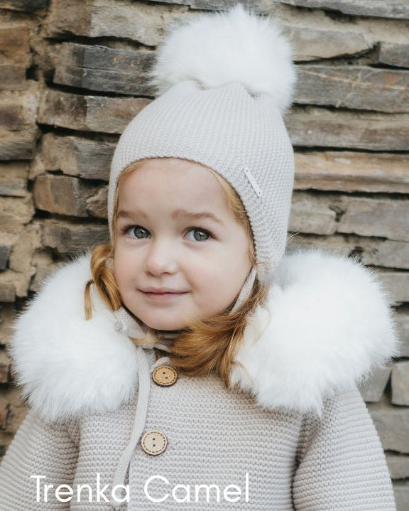 Gorro Orejero Pompón Pelo Piedra - Pangasa Baby