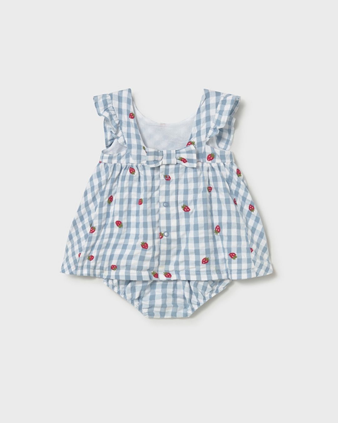 Vestido Bebé Niña Vichy Fresas Celeste 1814-031 - Mayoral