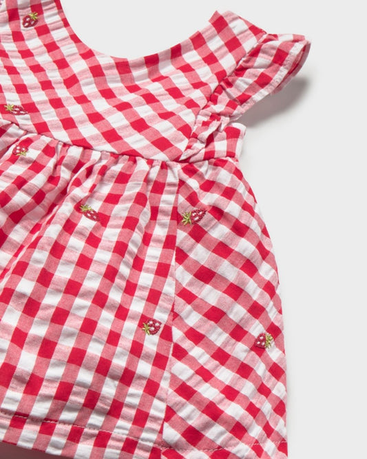 Vestido Bebé Niña Vichy Fresas Rojo 1814-032 - Mayoral