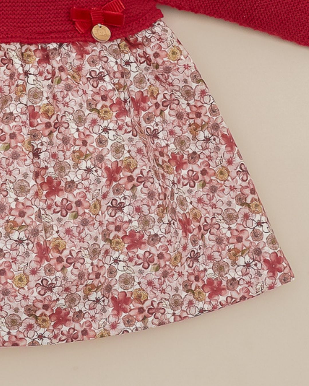 Vestido Con Braguita Flores Granate Cereza 💖 Rouge Couture - Pangasa Baby