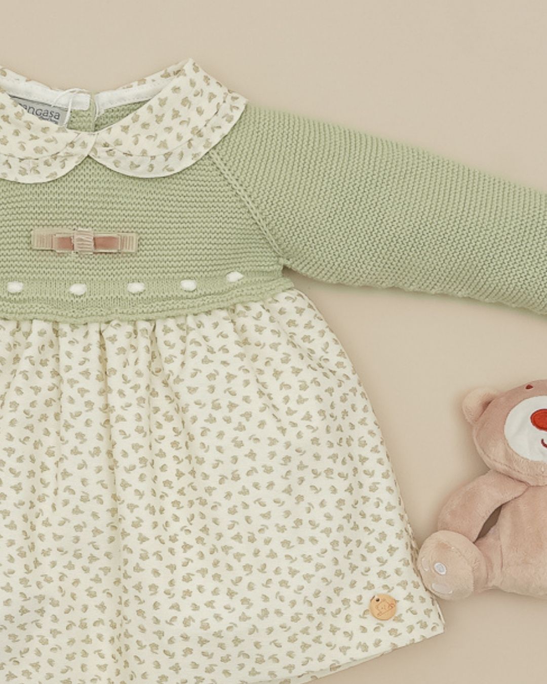 Vestido Verde Hoja Flores 🍃 Baby Leaves - Pangasa Baby