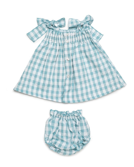 Vestido con Braguita Cuadro Vichy Azul Nube🌿 Colección Eucalipto - Juliana