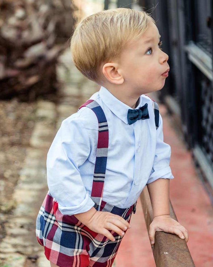 Conjunto Navidad bebé niño pantalón, camisa y tirantas Familia