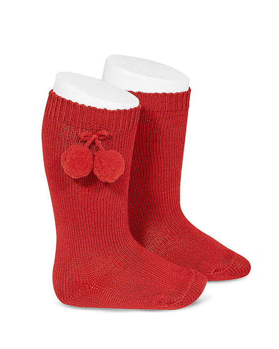 Calcetin Alto Algodón Con Borlas Rojo 550 - Cóndor
