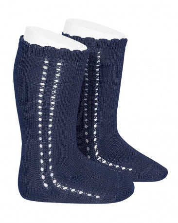 Calcetines altos perlé calado Marino 480 - Cóndor