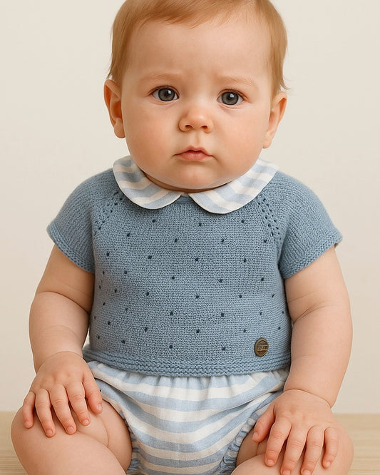 Conjunto Braga Rayada Cielo Colección Gallego - Juliana