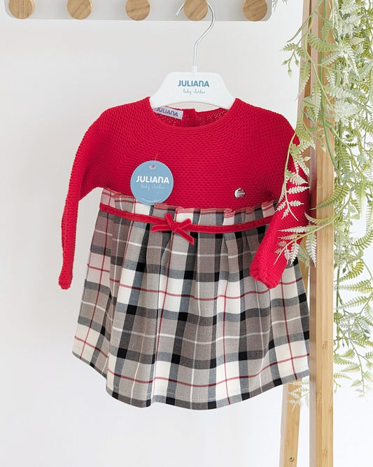 Vestido Cuadros Terciopelo Rojo - Colección Caricia Juliana - 24645