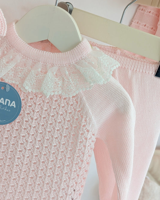 Conjunto Polaina Calado Rosa - Colección Mistralet de Juliana