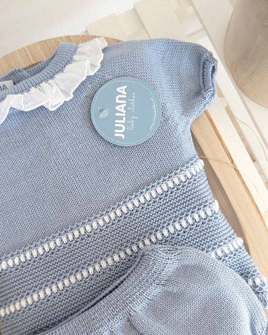 Conjunto Braga Punto Lines Cielo - Colección Gallego de Juliana