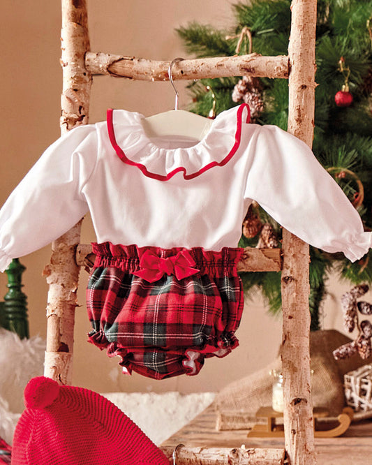 Camisa y Braguita Cuadros Rojo - Juliana Vistiendo Bebés Ref: J8117RO