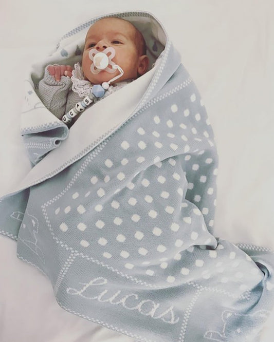 Mantita Personalizada Topos Celeste Empolvado - Pangasa Baby