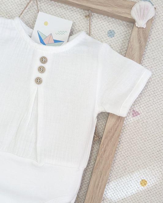 Body Tapeta Botones M.Corta Blanco - Babidu