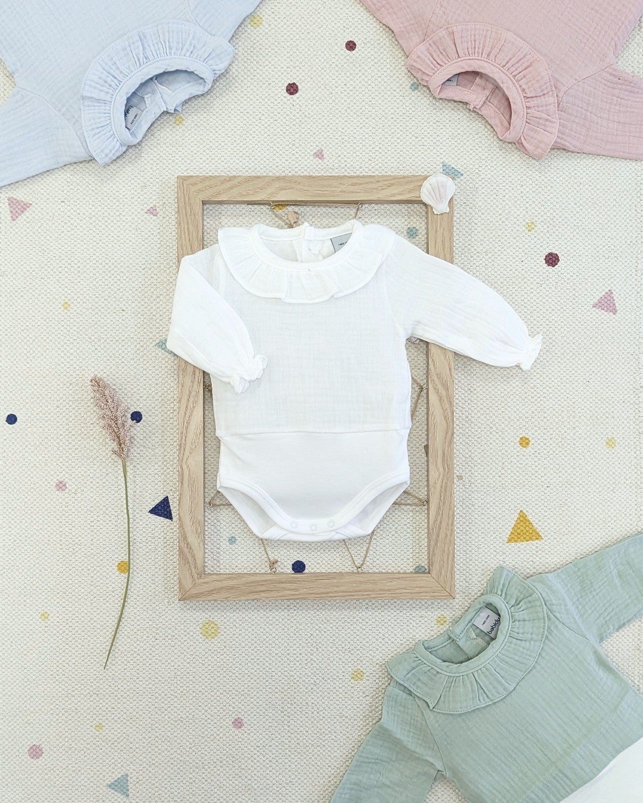 Body Cuello Volante Bambula Blanco - Babidu