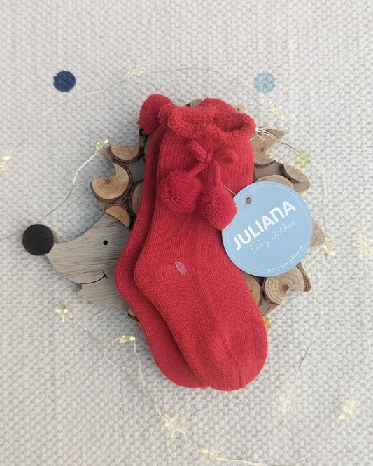Calcetin Pompones Rojo - Juliana