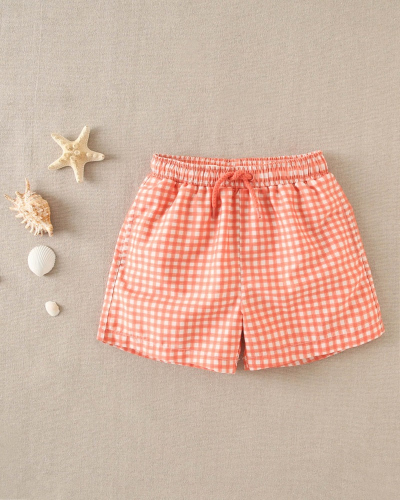 Bañador Niño Cuadro Vichy Naranja - Dadati