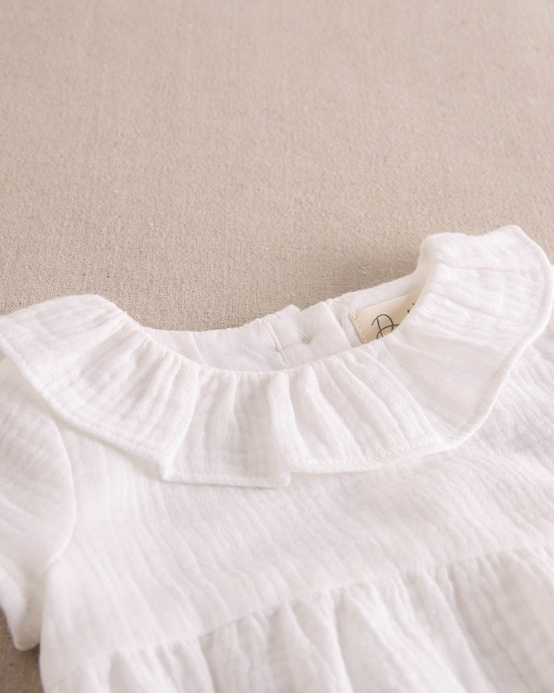 Ranita Bambula Cuello Volante Blanco - Dadati