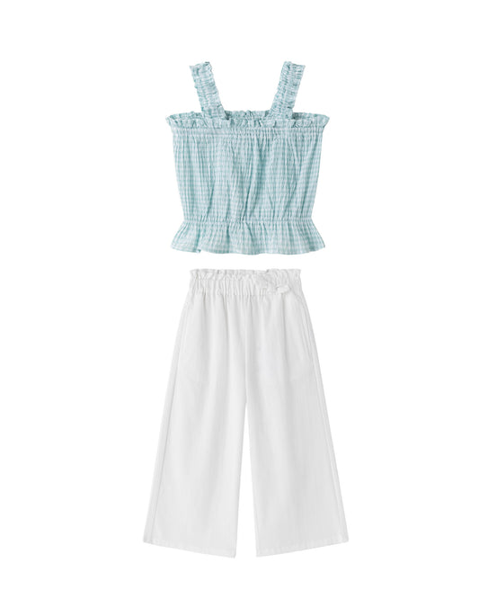 Conjunto niña camiseta vichy y pantalón